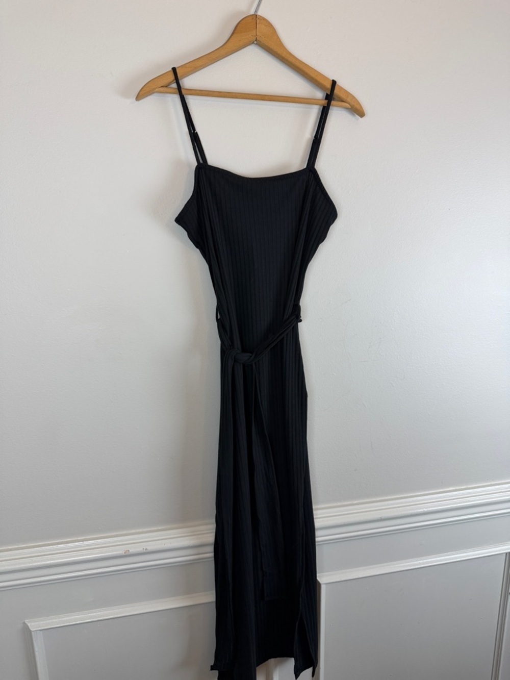 Peach Love California TeaElla Sunset Chasers Ribbed Side Slit Black Dress Large